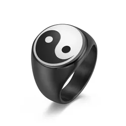 Yin Yang Ring Taoist Zen Spirit Man Woman Ring Balance Yoga Stainless Steel Jewelry