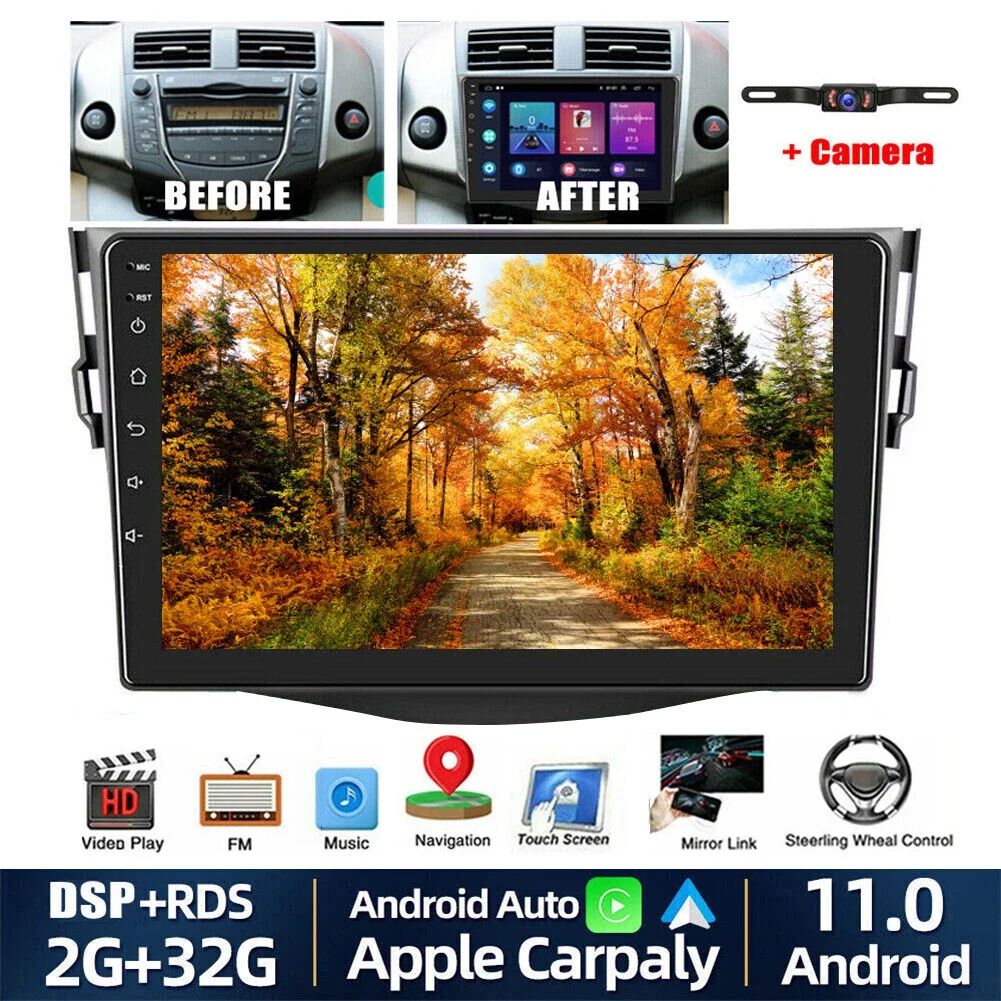 

Android 13 Car Radio for Toyota RAV4 2007-2012 9 inch Touch Screen Carplay Stereo, Carplay/Android Auto/Hi-Fi Audio/Bluetooth