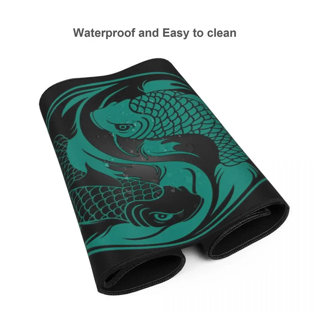 Teal Blue And Black Yin Yang Koi Fish Large Mouse Pad Computer Keyboard Mouse Mat Gamer PC Laptop Desk Mat Office Table Mats