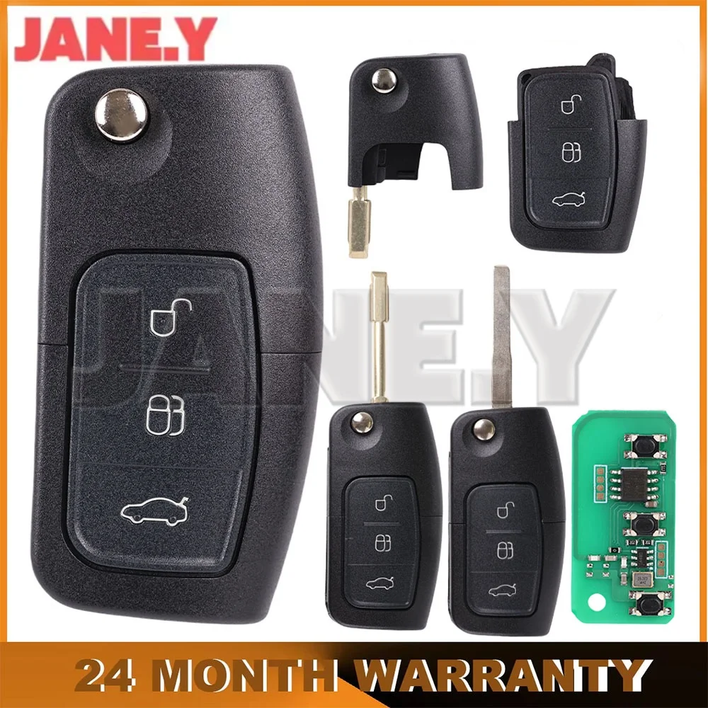 Llave remota con chip 433Mhz 4D60 4D63 para Ford Focus Mk2 Mk3 Mk4 Fiesta 2 3 Mondeo Ranger Fusion C S Max con llave inteligente HU101 FO21