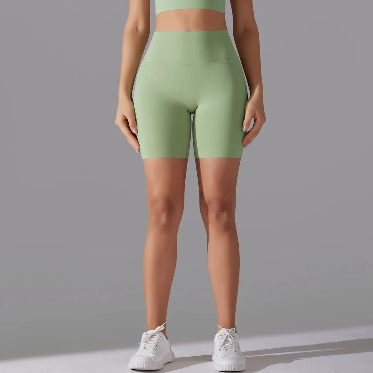 Nuovi pantaloncini da yoga Sport Fitness Vita alta Pantaloni attillati alla moda color pesca Traspirante Corsa Allenamento Abbigliamento Pantaloncini da palestra Completo per le donne