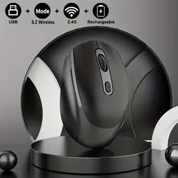 2.4G Rechargeable Dual Mode Wireless BT Mouse(Bluetooth 5.2+USB Receiver) Portable Silent Gaming Mouse,for Laptop/Desktop/Tablet