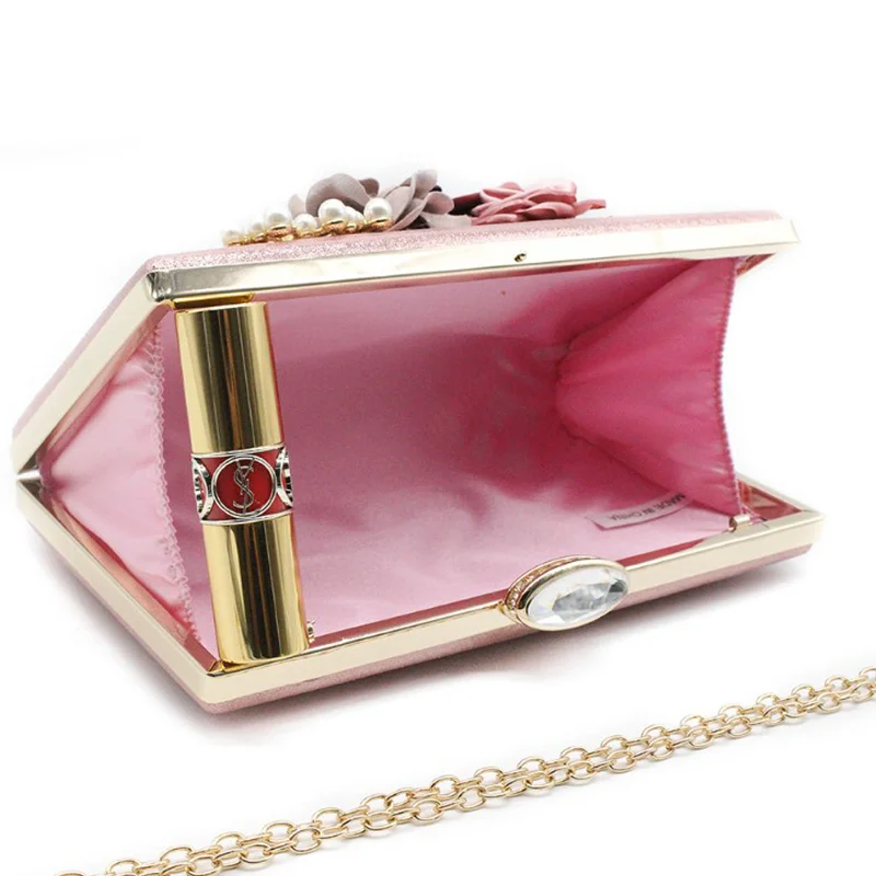 Womens Clutch Evening Bags Floral Appliques PU Leather Designer Bags Luxury Handbags Elegant Dress Women for Wedding Party