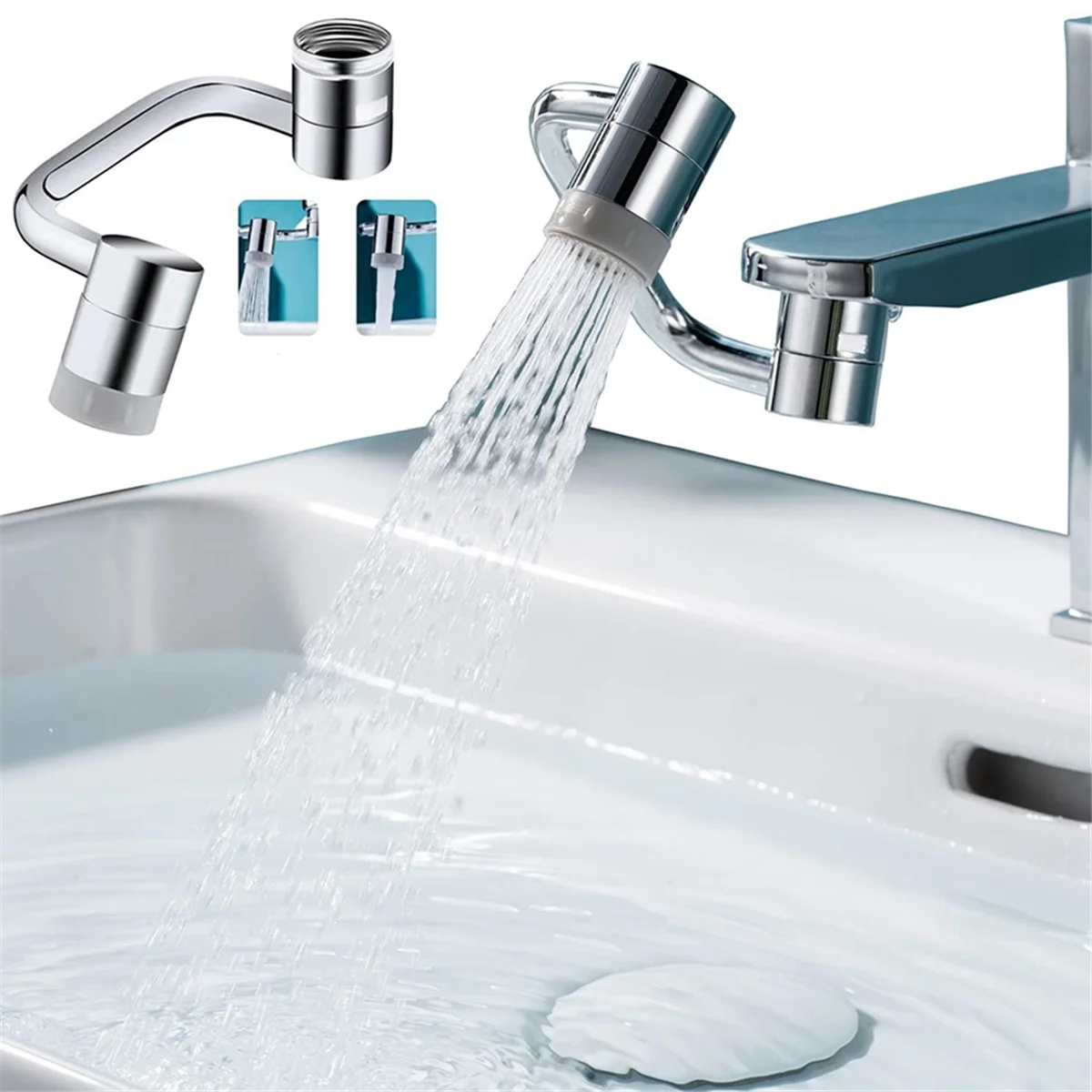 أبيا يونيفرسال 1080 °   مهوية موسع الصنبور الدوار، صنبور فلتر سبلاش عالمي من النحاس الصلب