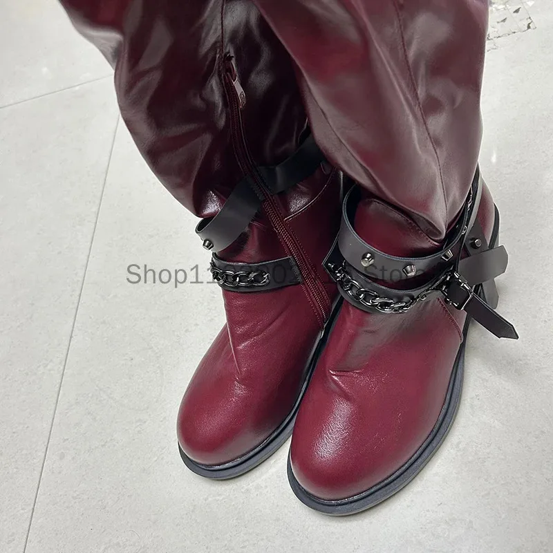 Zapatos de cuero para disfraz Medieval para mujer, Botas Largas con hebilla de guerrero vikingo Vintage, Cosplay para hombres y adultos, accesorio elegante de pirata Steampunk