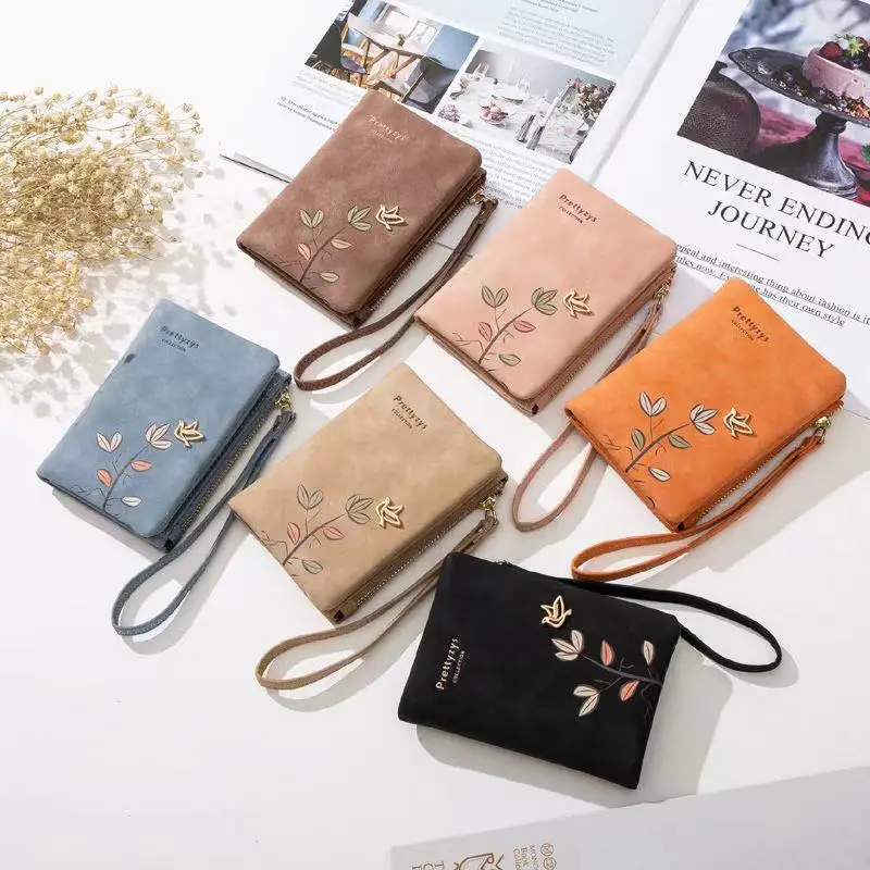 New Women's Portable Short Wallet Frosted Retro Cute Cartoon Printing Hardware Bird Fashion Versatile Multi-Functional Student C