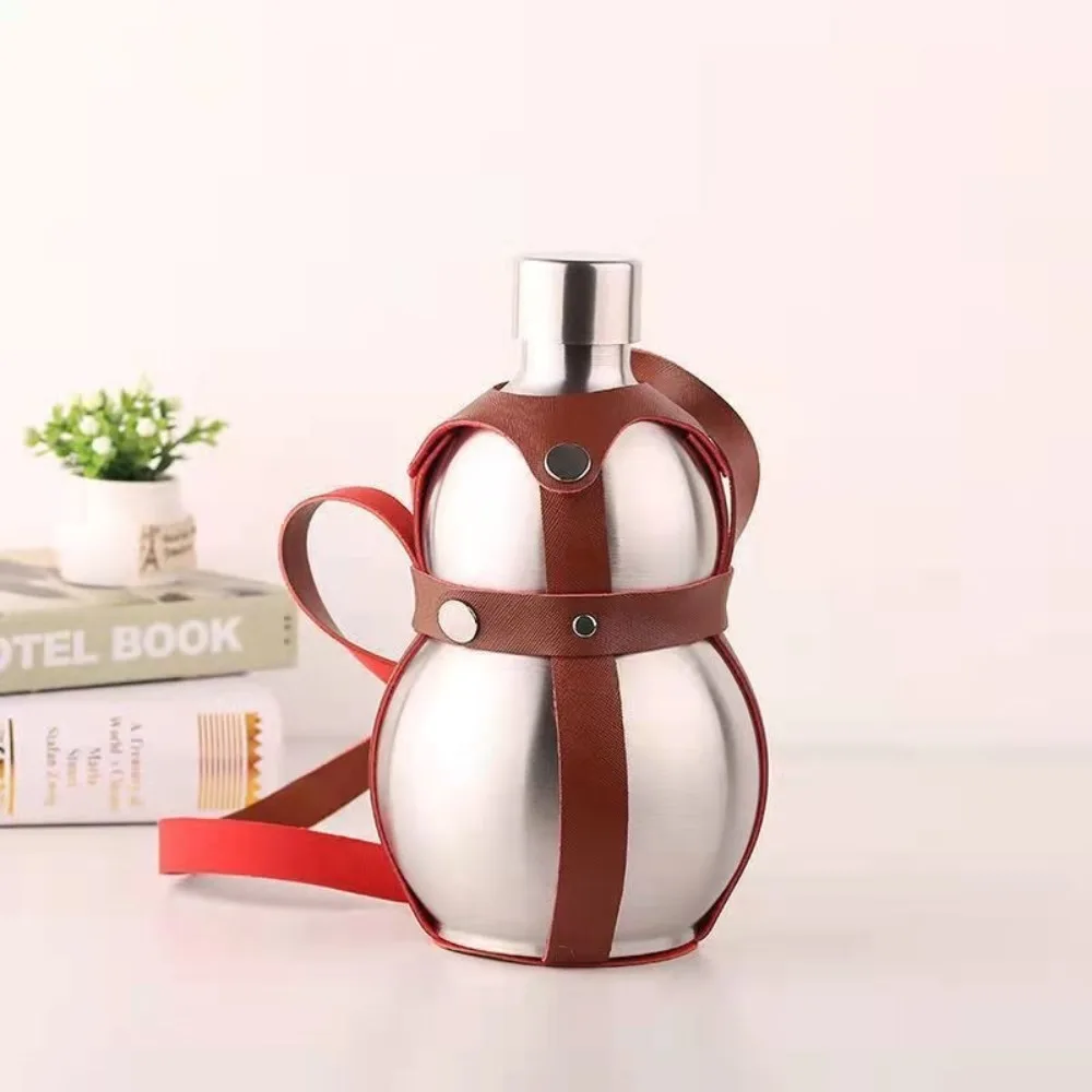 Portable Stainless Steel Gourd Water Bottle 250 500 1500ML Reusable Water Kettle Large Capacity Metal Hip Flask