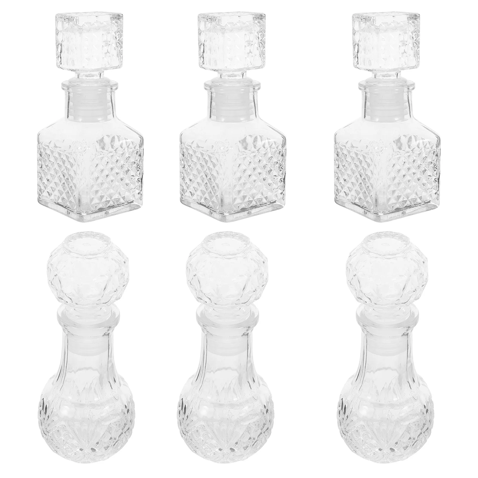 

6Pcs Transparent Wine Bottle Sampling Set Clear Glass Decanter Portable Whiskey Spirits Freshness Preservation Elegant Design
