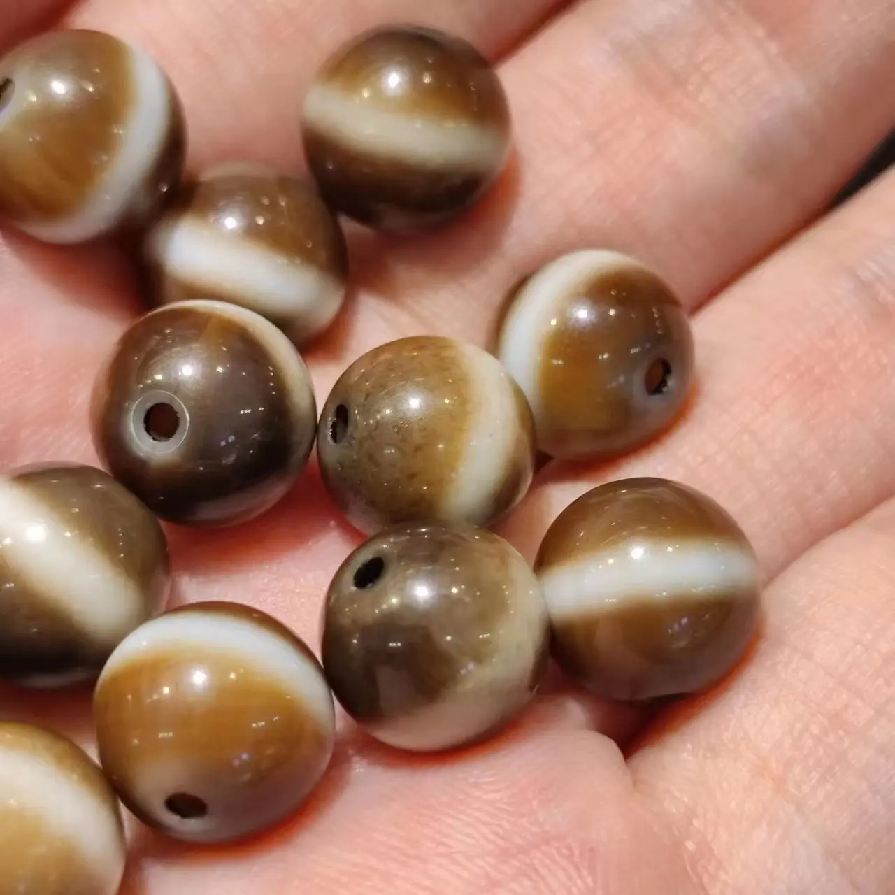 50pcs/lot natural multi-pattern agate dzi brown round bead Weathering lines Bracelet Ethnography Handmade beads 10mm Prayer bead