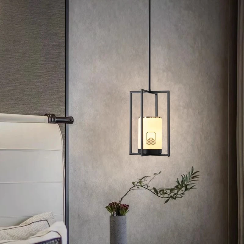 جديد النمط الصيني زن الصغيرة رئيس واحد قلادة ضوء لتناول الطعام الممر بار السرير غرفة الشاي دراسة ديكور LED الثريا