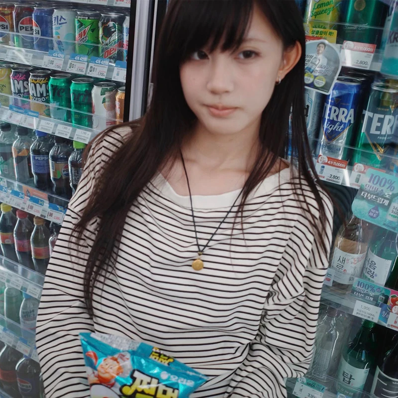 الربيع Y2k الجمالية مخطط الشارع الشهير تيز المرأة Harajuku اليابانية الكرتون لطيف تي شيرت مطبوع Kawaii ثقافة فرعية الجرونج تي شيرت