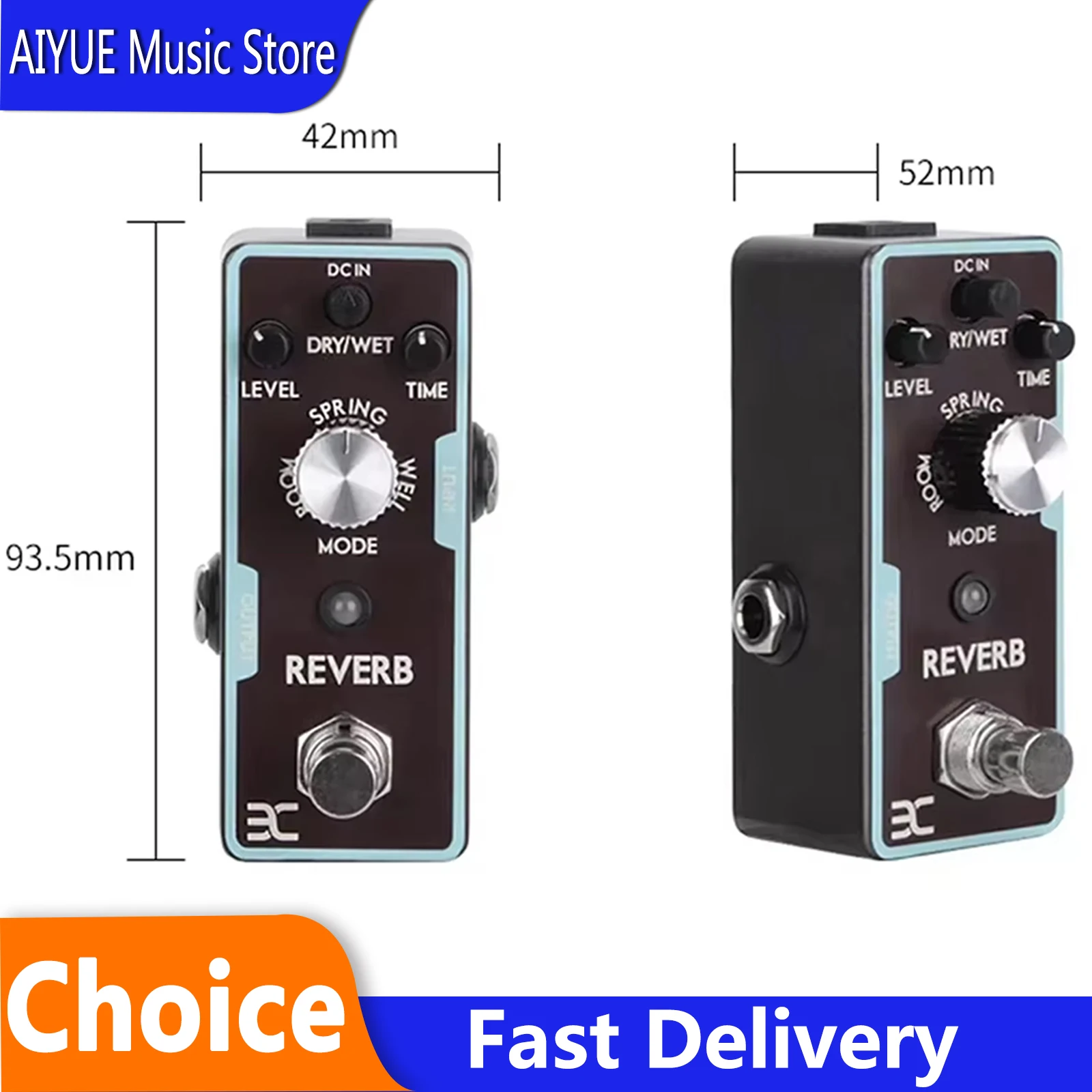 

ENO Reverb Guitar Effects Pedal Spring/Deep Well WET/Hall/DRY Adjustable 3 Reverb Tones Pedal Electric Guitar Accessories