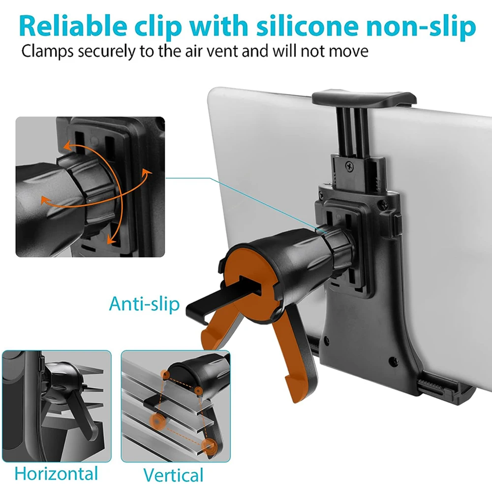 Universal 4-12 inch Tablet Holder Car Air Vent Tablet Mobile Phone Mount Stand GPS Brackets 360° Rotatable for iPad Samsung Pad