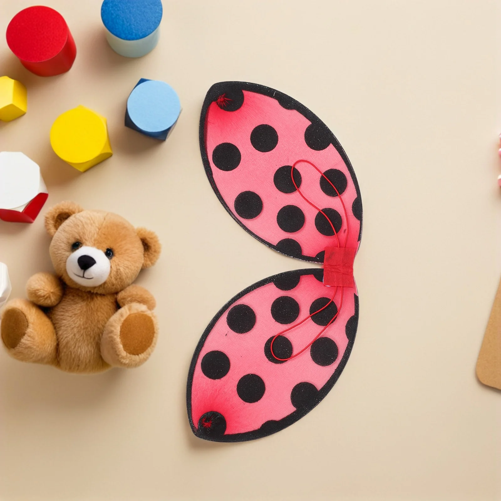 2pcs Kids Ladybug Wings Costume Foldable Lightweight Insect Wings For Girls Party Performance Dress Up Role Play Props Cosplay