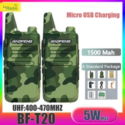 Baofeng BF-T20 5W Portable  Walkie Talkie Micro USB Charging 1PCS/2PCS Camo Two Way Radios Upgrade Of BF-C9 KD-C1 For Kid’s Toy