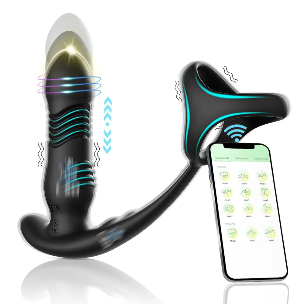 Anal Vibrator APP for Penis Ring Remote Control Prostate Massager with 10 Vibration Modes Sex Toy Suitable for Male Couples