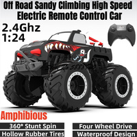 Off Road Sandy Climbing High Speed Radio Control Car 2.4G 1:24 4WD 360° Stunt Spin Rubber Tires Waterproof Amphibious RC Car Toy