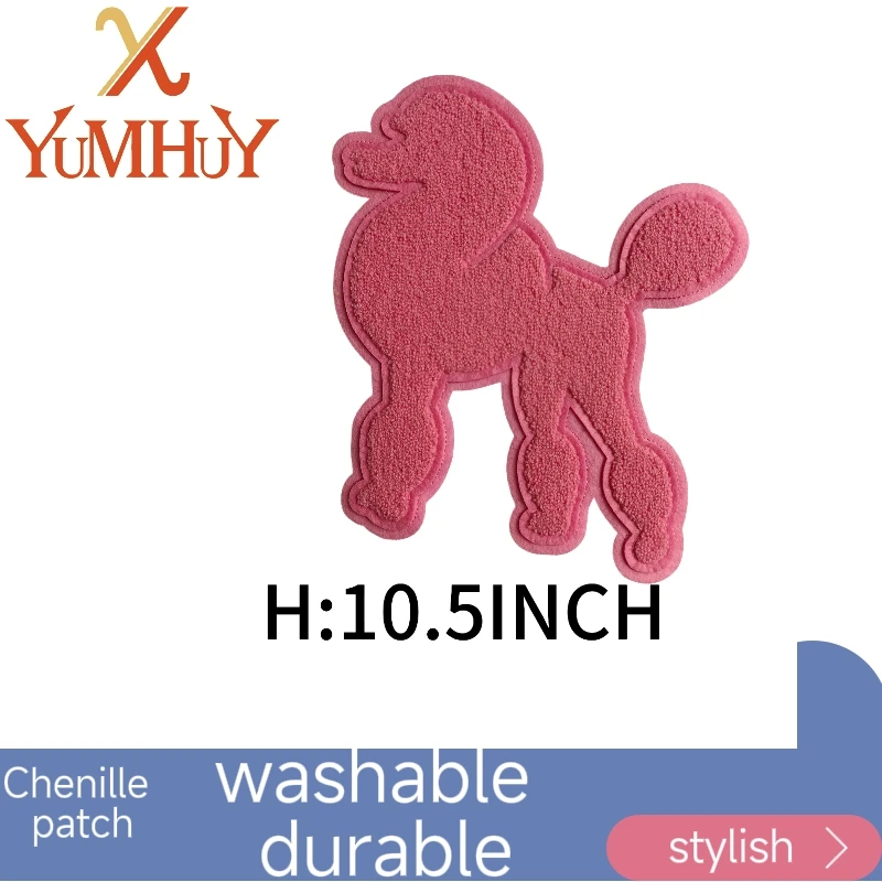  Iron-on  Poodle Chenille Patch 10.5 Inch Washable Durable Embroidered Applique For Bags Hoodies Washable Durable Stylish