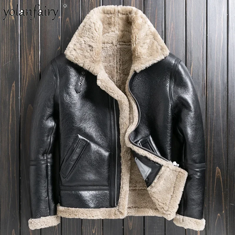 Original Lamb Fur Coat Men Clothing 2023 Winter New Leather and Fur Integrated Motorcycle Jacket Men's Coats Мех Натуральный FCY