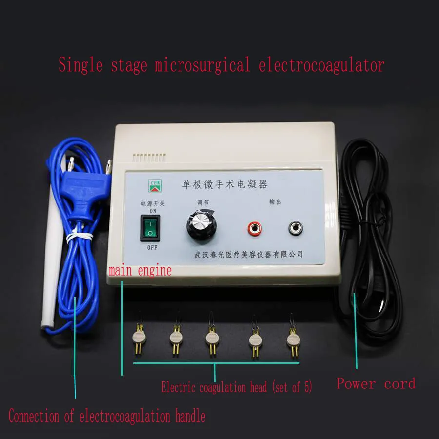 Dispositivo de eletrocoagulação Wuhan Chunguang de beleza e cirurgia plástica, eletrocoagulação microcirúrgica de estágio único ajustável p