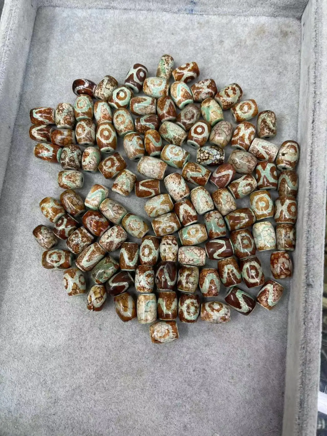 100pcs/lot Natural Agate Snow Dzi Beads special rare turquoise texture Handmade jewelry amulet folk-custom wholesale accessories