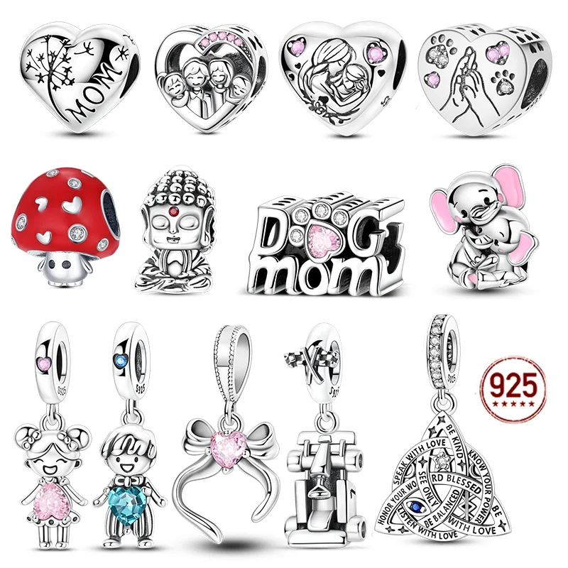 

Original 925 Sterling Silver Charms Beads Coffee Elephant Bow Pendants Fit Bracelet Necklace DIY Pendants Jewelry Women Gift