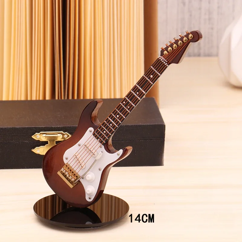 Guitar car display mini wooden Tiyukri electric guitar electric bass piano model cake ornament