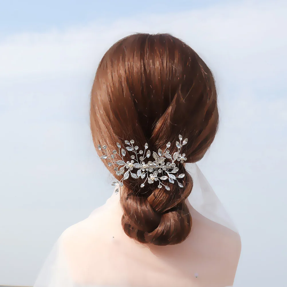 

1 шт. изысканный свадебный головной убор со стразами и жемчугом, красивая свадебная расческа для волос, модный головной убор для женщин, дам, серебро