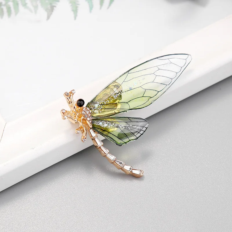 Dragonfly Brooches for Female Acrylic Crystal Coat Brooch Female Fashion Creative Clothing Pin Insect Jewelry Gift