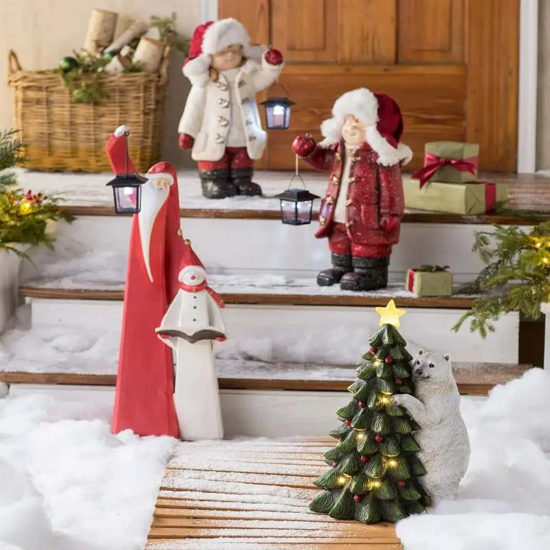 Christmas Children\'s Lantern Figurines Christmas Children\'s Lantern Sculpture Figurines Christmas Doll Lantern Decorations