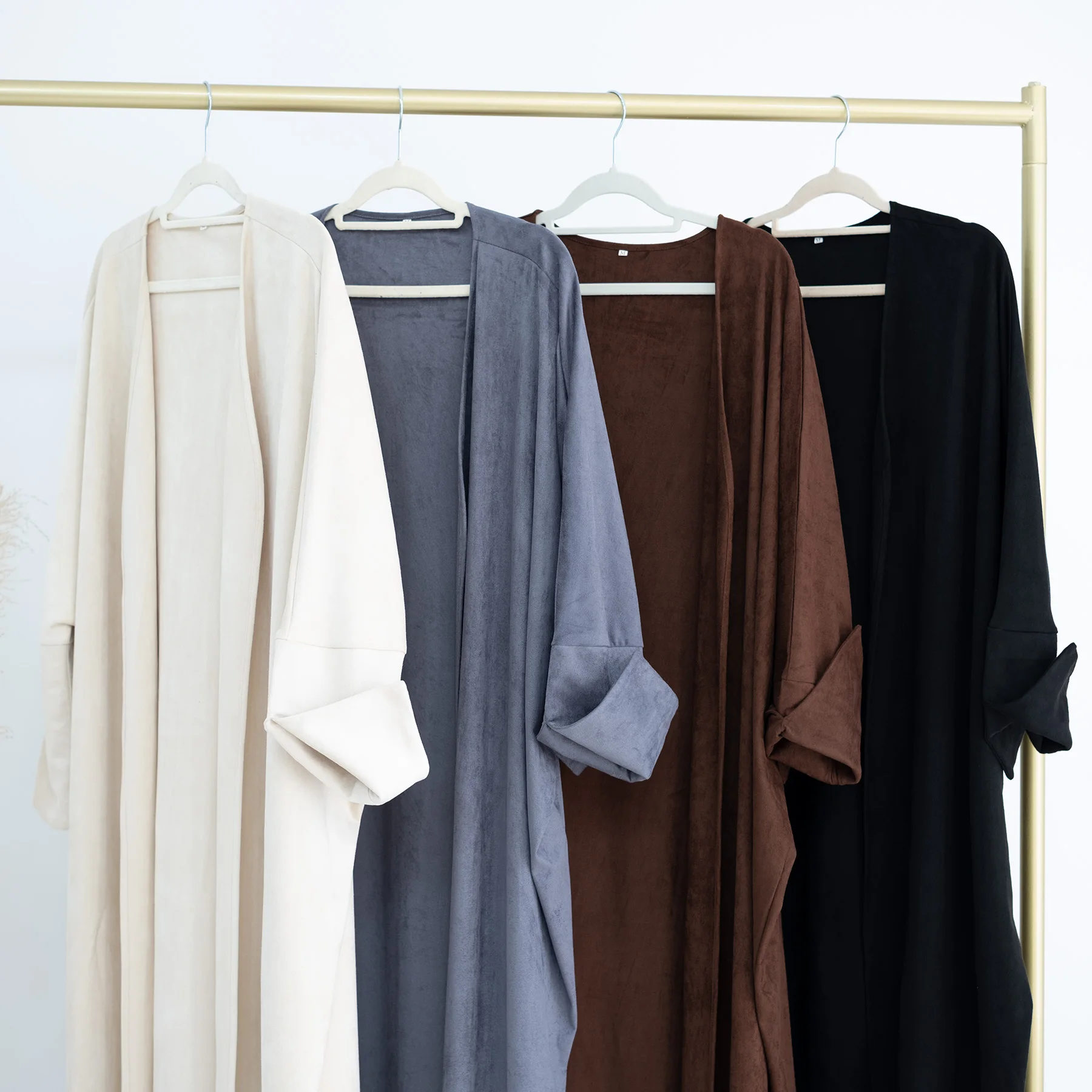 Ramadan nouveauté hiver dubaï Abaya femmes musulman ouvert Abaya velours Kimono Cardigan vêtements islamiques Femmes Robe Musulmane