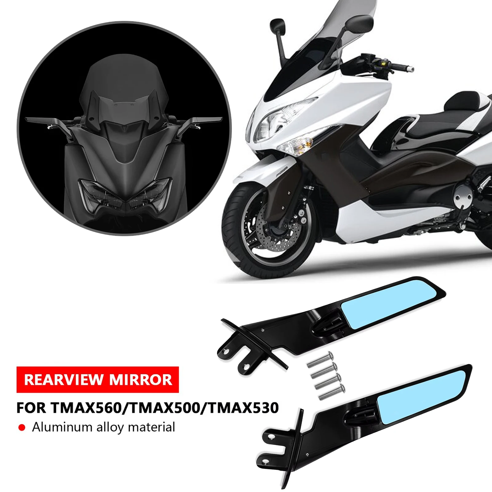 

For T-MAX 500 04-12 TMAX 530 12-19 T-MAX560 2020 Motorcycle rearview mirror sports winglet wind wing invisible rearview mirror