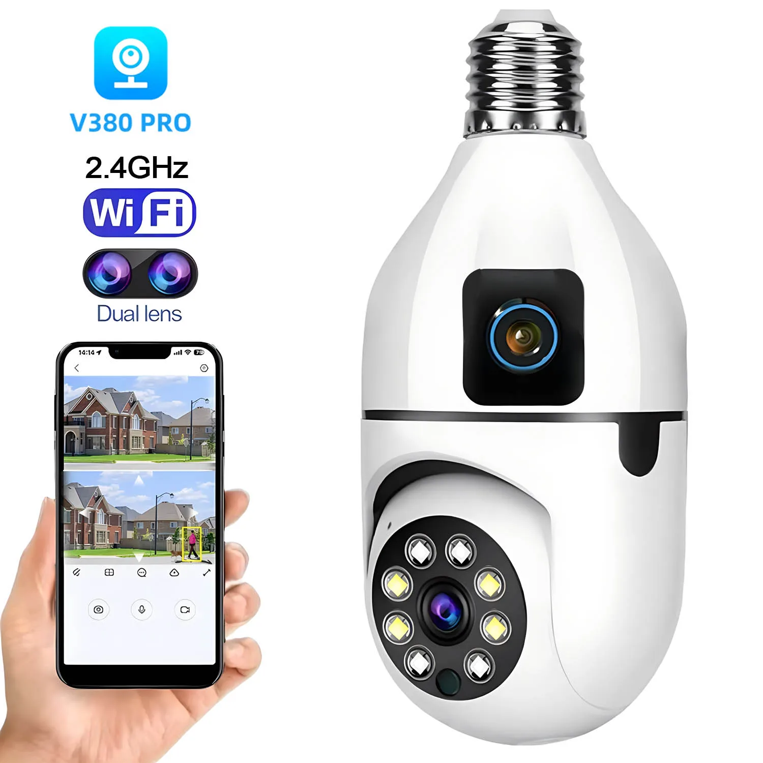 V380 PRO 4MP HD WiFi PTZ Camera Outdoor Dual Lens Dual Screen AI Auto Tracking Wireless IP Security CCTV Camera