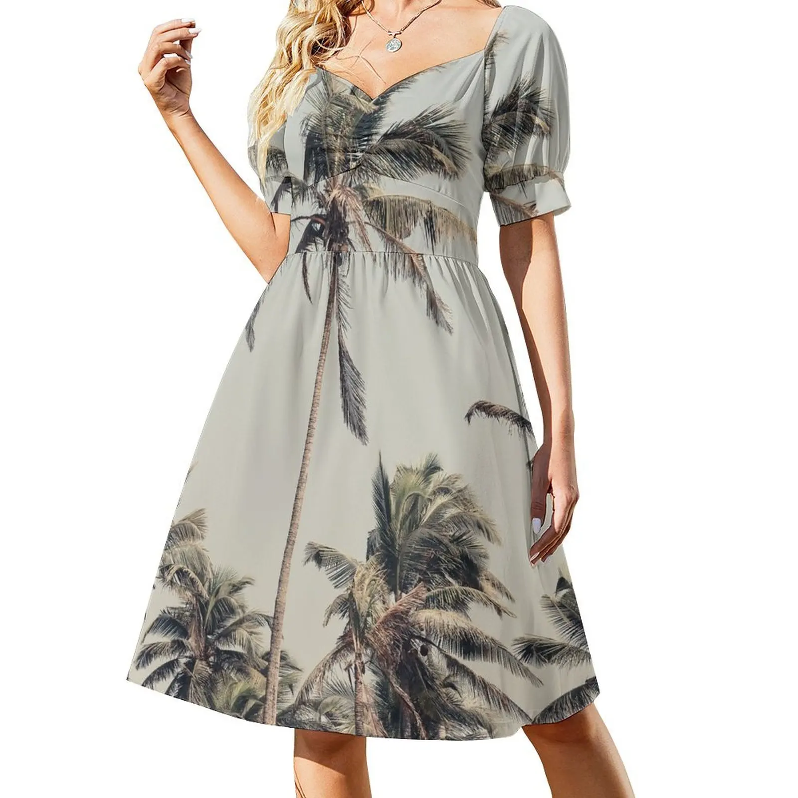 

Palm Trees on the beach Short-Sleeved Dress Aesthetic clothing summer dresses womens 2025