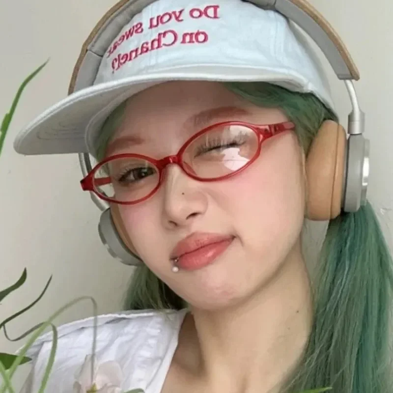 Red Green Square Frame Glasses Women Y2K Retro Anti-blue Light Eyeglasses Harajuku Reading Computer Spectacle Eyewears Goggles