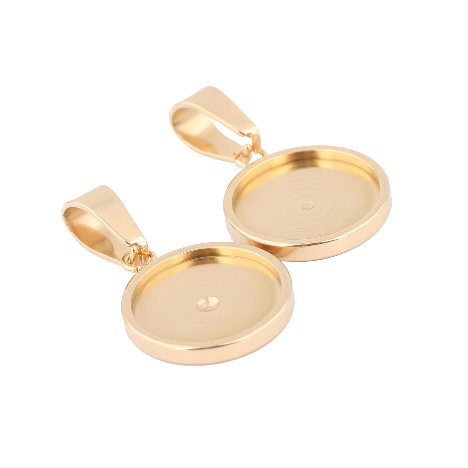 10pcs Stainless Steel Gold Plated Fit 12mm Cabochon Base Setting Trays Diy Bezel Pendant Blanks For Jewelry Making Supplies