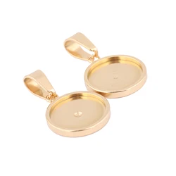 10pcs Stainless Steel Gold Plated Fit 12mm Cabochon Base Setting Trays Diy Bezel Pendant Blanks For Jewelry Making Supplies