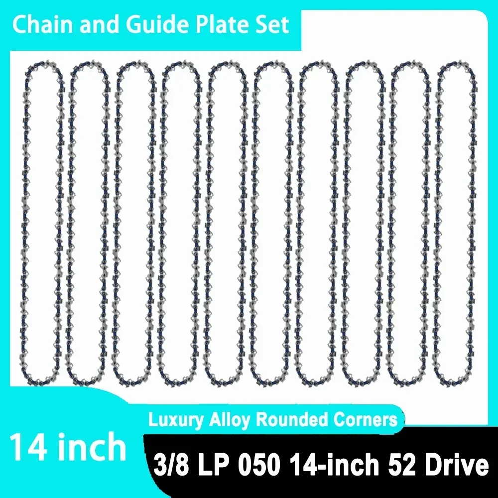 

14-inch Professional Chain Saw 52 Drive Links 3/8"LP Pitch Alloy Build 0.050" Groove Rounded Teeth for Safe Cutting Garden Tools