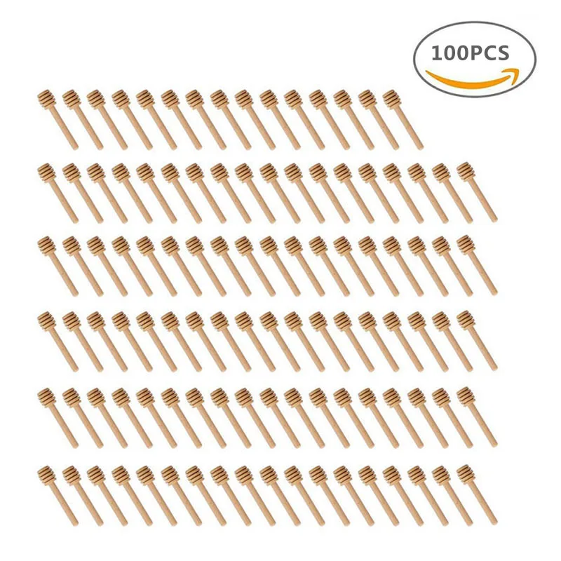 100 szt. Mieszadło do miodu uchwyt do mieszania łyżka do słoika praktyczne 50/20 szt. Drewniana miarka miód długi kij dostarcza miód narzędzia kuchenne