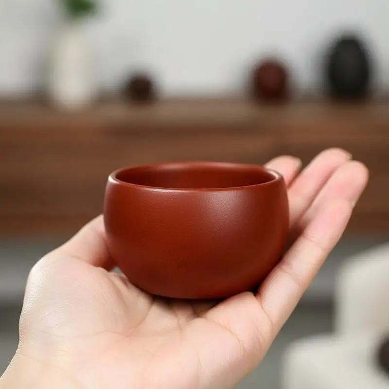 Yixing Purple Clay Portable Teacup Handmade Traditional Tea Bowl for Tea Enthusiasts Home Office Camping Use