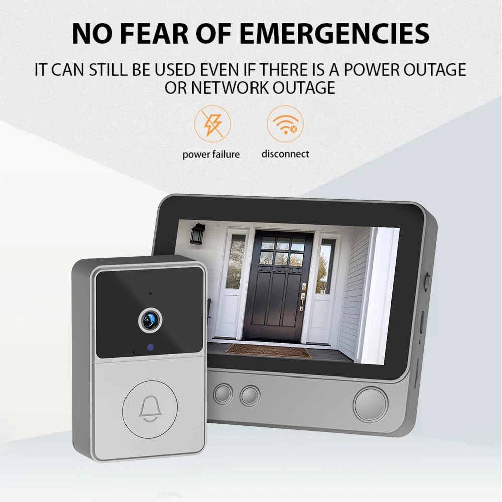 2.4Ghz Wireless Two Way Talk Intercom 4.3" IPS Screen Infrared Night Vision Door Monitoring Doorbell Audio Video 640x480P Camera