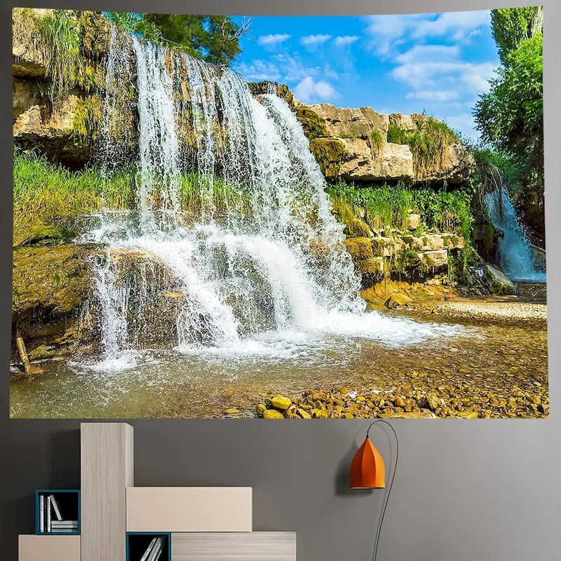 VIKAMA Sunrise Tapestry Landscape Forest Lake Wall Hanging Home Background Bedroom Living Room Home Wall Decoration