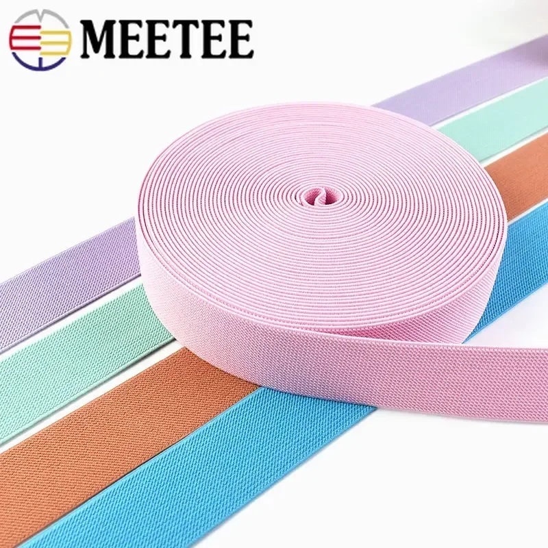 Meetee 2/3Meters 25-40mm Elastic Band for Sewing Garment Trousers Pants Stretch Strap Fabric Tape DIY Clothes Sew Accessories