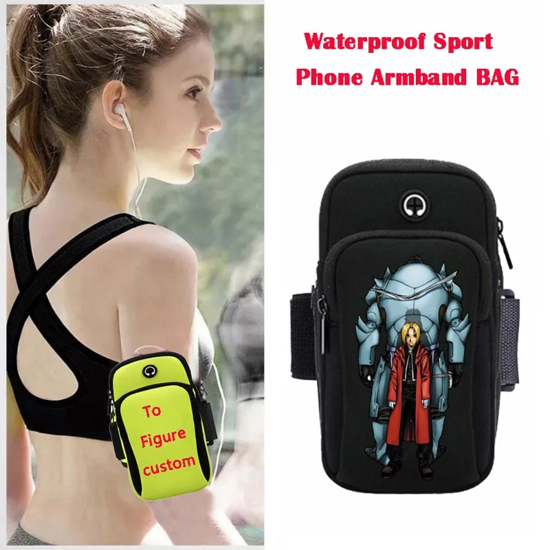 Unisex Sport Arm package Running  Gym Arm Band Mobile Bag Case Cover Holder For anime   Fullmetal Alchemist Cartoon Arm Bag