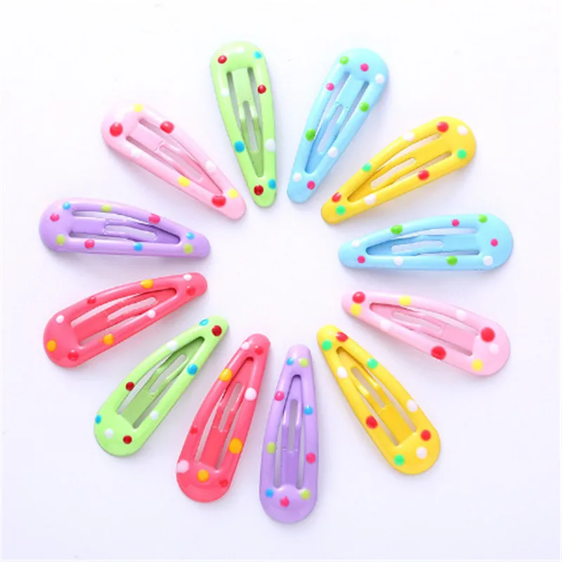 40Pcs/Lot DIY Hair Accessories 3cm Hairpin Candy Color Children Hair Clip Polka Dot Barrette Water Dropping Cute Girls Headdress