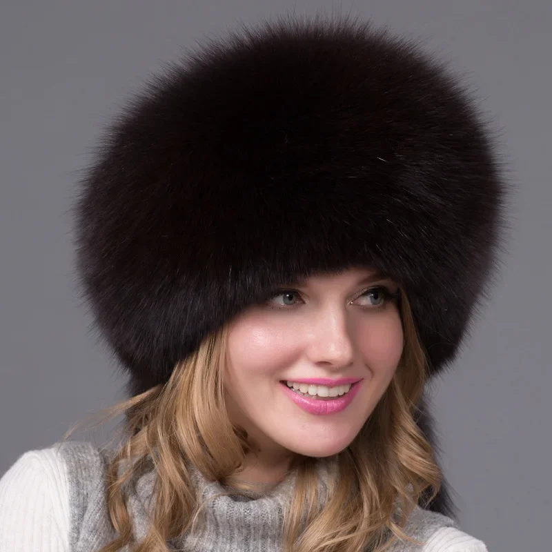 Whole Skin Fox Fur Grass Hat Silver Fox Phoenix Tail Tassel Women's Mongolian Hat Ear Protection