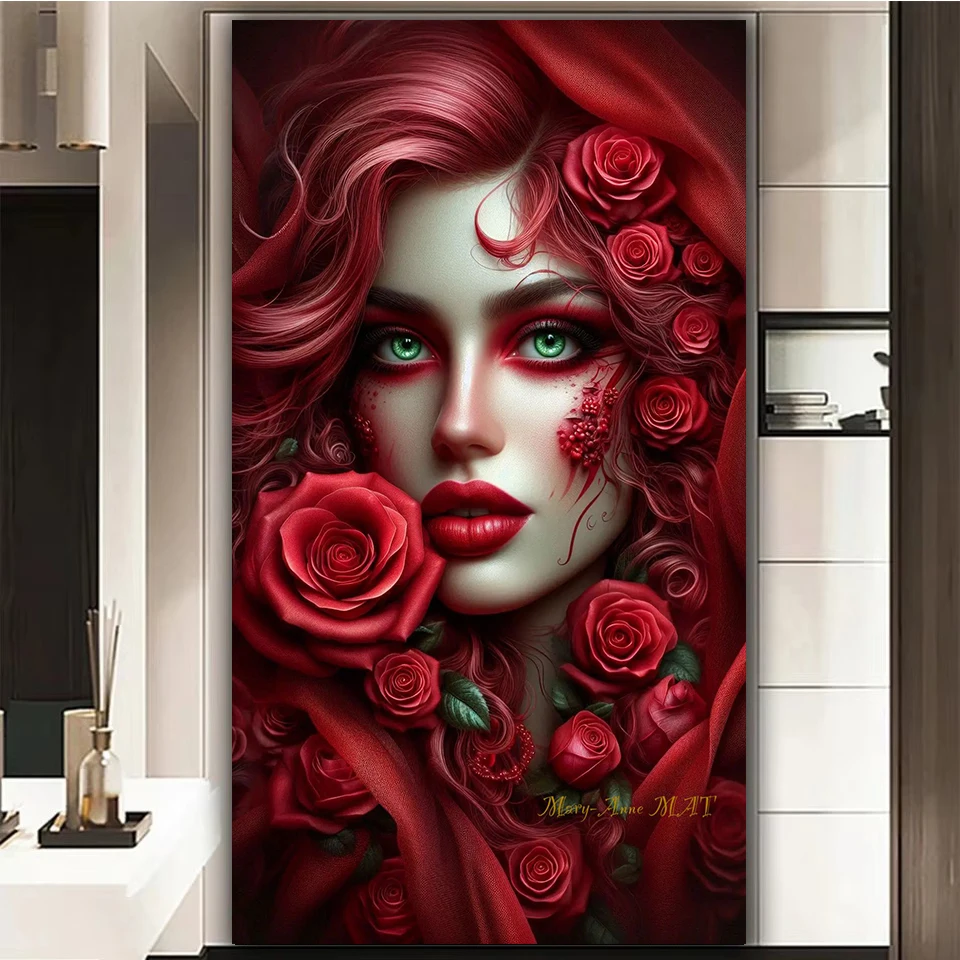 ภาพวาดเพชร DIY ลายผู้หญิงกุหลา - Resin Art Rose บทวิจารณ์และราคา