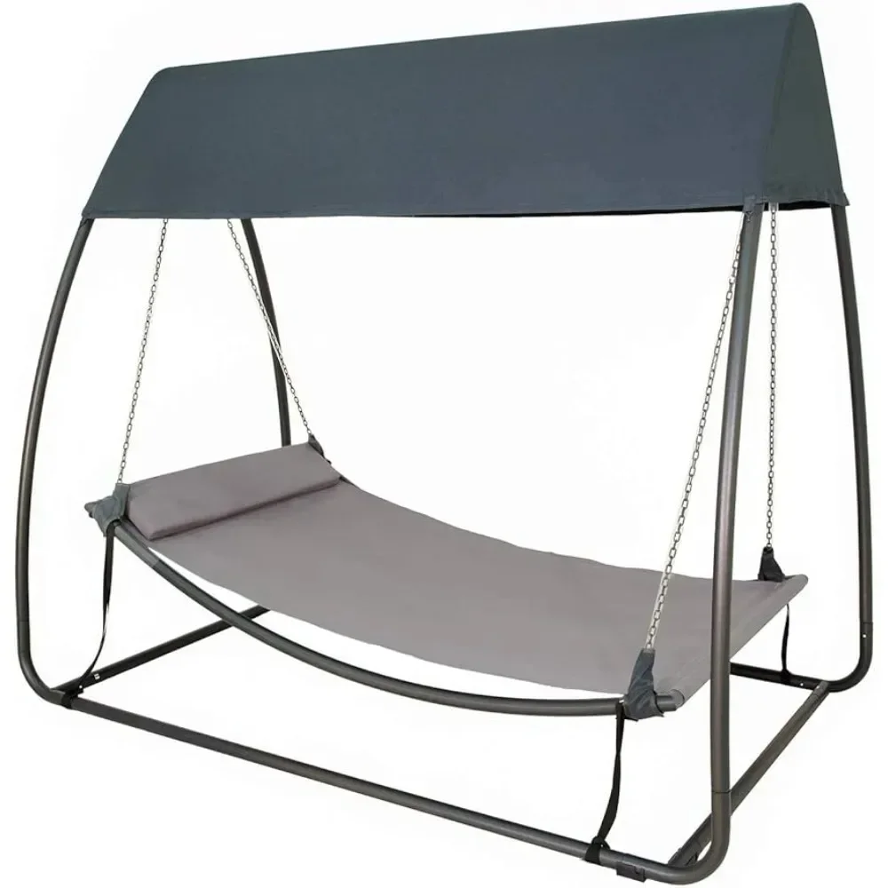 

7.6'L X 4.5'W X 6.7' Swing Hammock Canopy Swing Hanging Bed for Backyard Camping Tent Garden Porch Dark Grey Patio Foot Rest