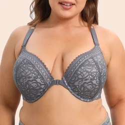 Bras for Women Thin Front Buckle Sexy Lace Lingerie Europe US Style Collision Color Large Cup  Plus Size Female Underwear