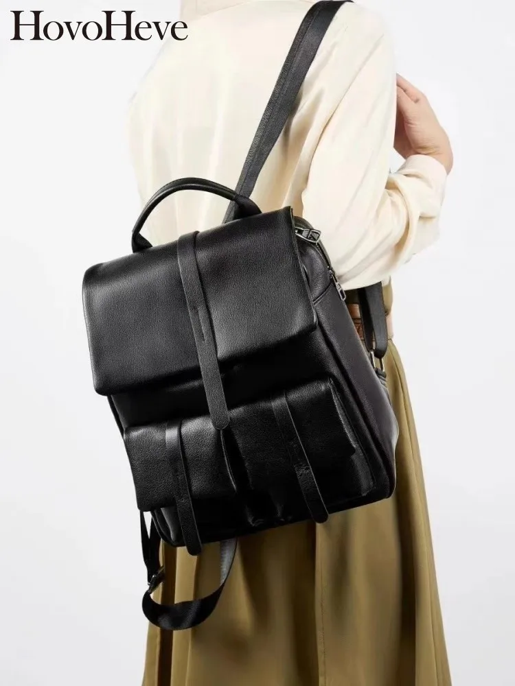 

Teenager Girls Large Capacity Schoolbag Satchel Double Shoulder Bag Casual Women Cowhide Genuine Leather Backpack Travel Bags